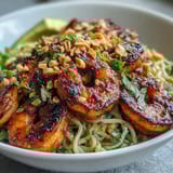 Bright, fresh Grilled Shrimp Asian Noodle Bowl features charred shrimp, crunchy peanuts, and vibrant bean sprouts tossed with lime and sesame.