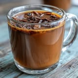 Earthy, coffee-like Hojicha Americano brewed hot, ready to enjoy as a gentle afternoon pick-me-up.