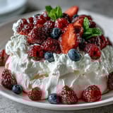 Pavlova with Fresh Berries Cream