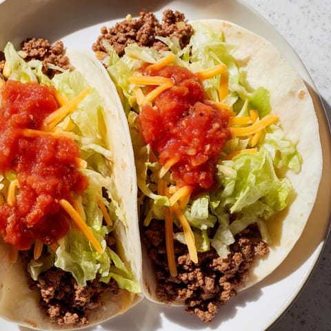 A sizzling skillet of flavorful ground beef simmering, perfect for delicious homemade Beef Tacos.
