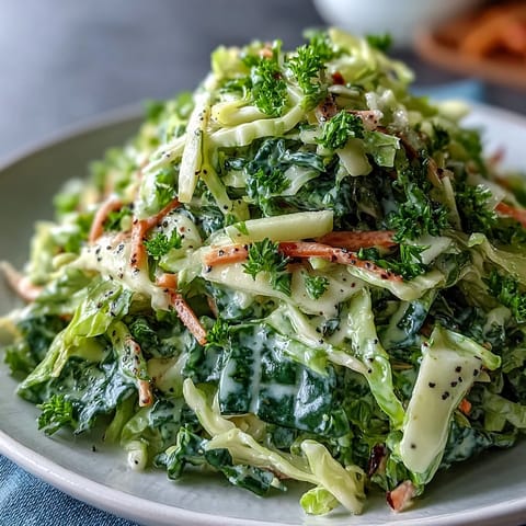 Hearty Green Cabbage and Apple Slaw served in a white bowl, perfect for summer barbecues, picnics, or alongside grilled chicken sandwiches.