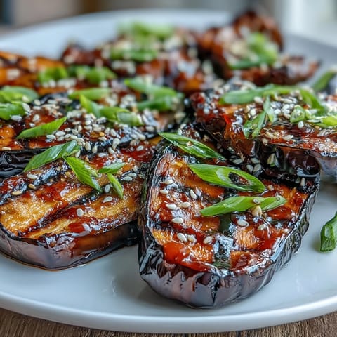 Miso Glazed Eggplant, roasted to tender perfection and glazed with a sweet, caramelized finish.
