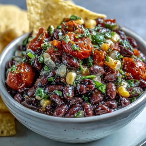 Fresh 3-ingredient cowboy caviar dip with black beans, corn, and pico de gallo—ideal for summer parties or quick snacks.