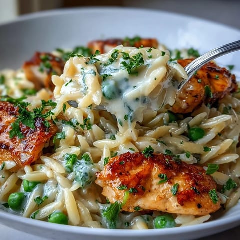 One-Pot Lemon Orzo Chicken Peas