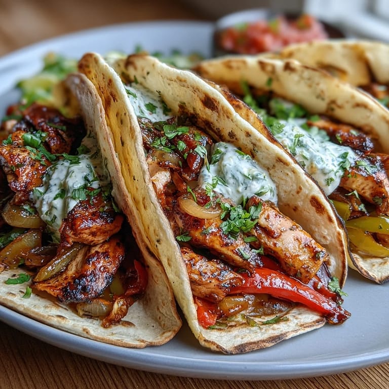 Easy Chicken Fajitas with sizzling chicken and colorful bell peppers cooking in a hot skillet.