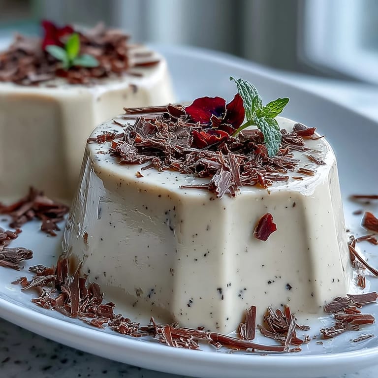 Silky Hojicha Panna Cotta in a glass, topped with whipped cream and a sprinkle of roasted nuts.