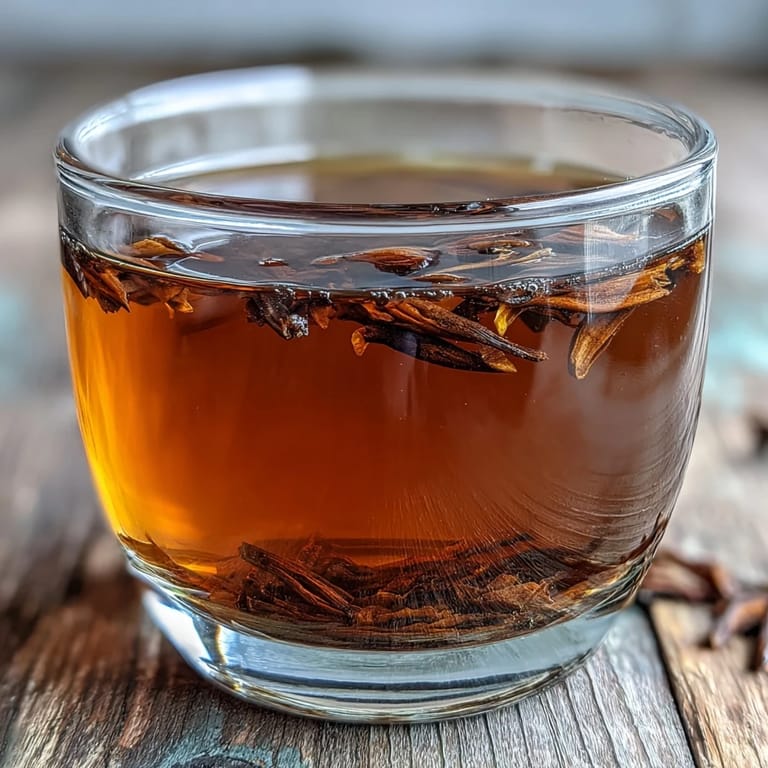 Richly roasted Hojicha Americano in a clear mug, steam rising with cozy, low-caffeine comfort.