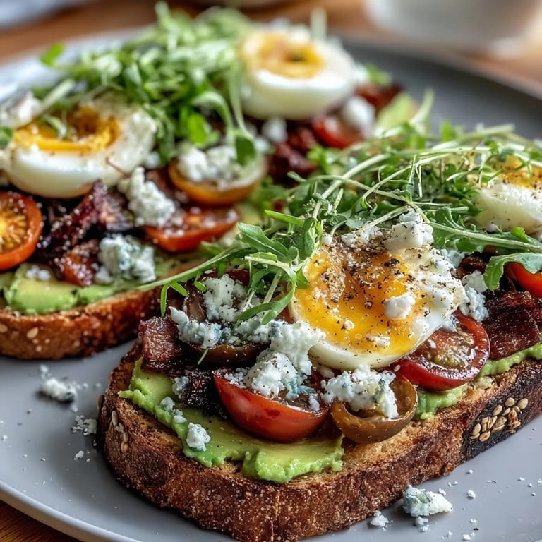 Vibrant avocado toast platter featuring ripe mashed avocado, crisp radishes, cherry tomatoes, and feta, served with lemon wedges for a bright brunch.