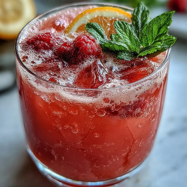 Vibrant nonalcoholic spritzer featuring muddled raspberries, lemon, and sparkling water—perfect for summer gatherings.