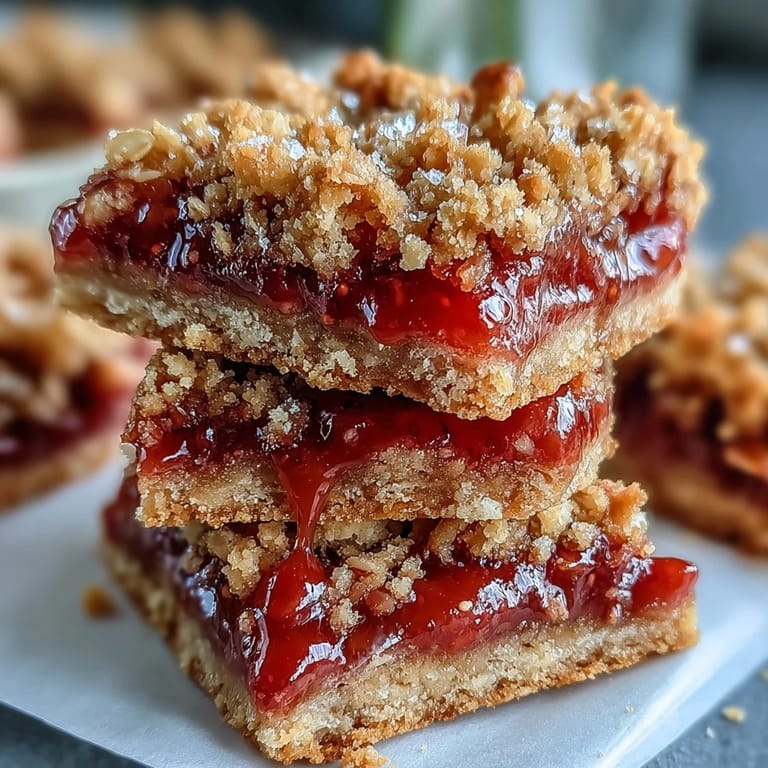 Deliciously baked, easy strawberry rhubarb crumble bars with a crumbly golden oat crust.
