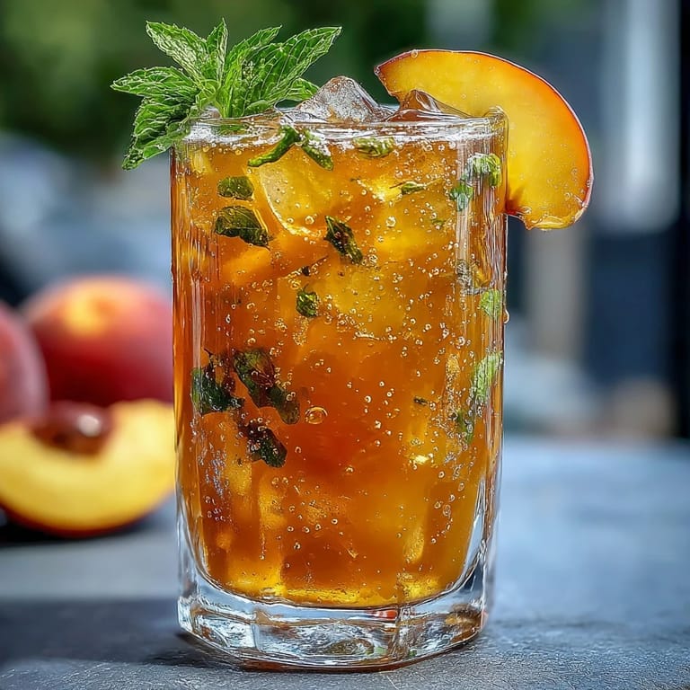 Sweet peach, tart lemonade, and green tea blend perfectly in this iced drink.