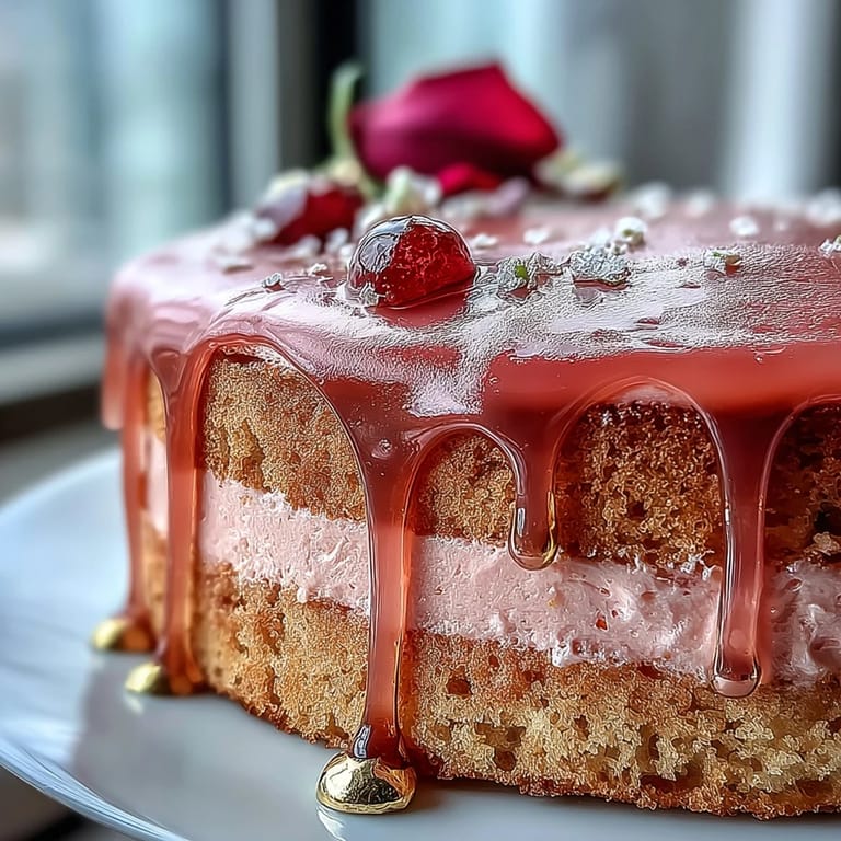 A slice of luxurious Bridal Shower Rosé Velvet Cake showcasing its delicate pink crumb.