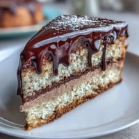 Golden-brown layers of Hojicha Butter Cream Cake are stacked high, generously filled and frosted with smooth, roasted tea buttercream and glossy ganache drip.