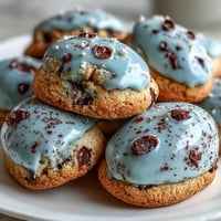 Beautiful robins egg speckled sugar cookies with pale blue icing and chocolate flecks, perfect for springtime baking and Easter dessert tables.