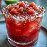 Festive Cinco de Mayo watermelon jalapeño margarita mocktail, bursting with fresh citrus flavor.